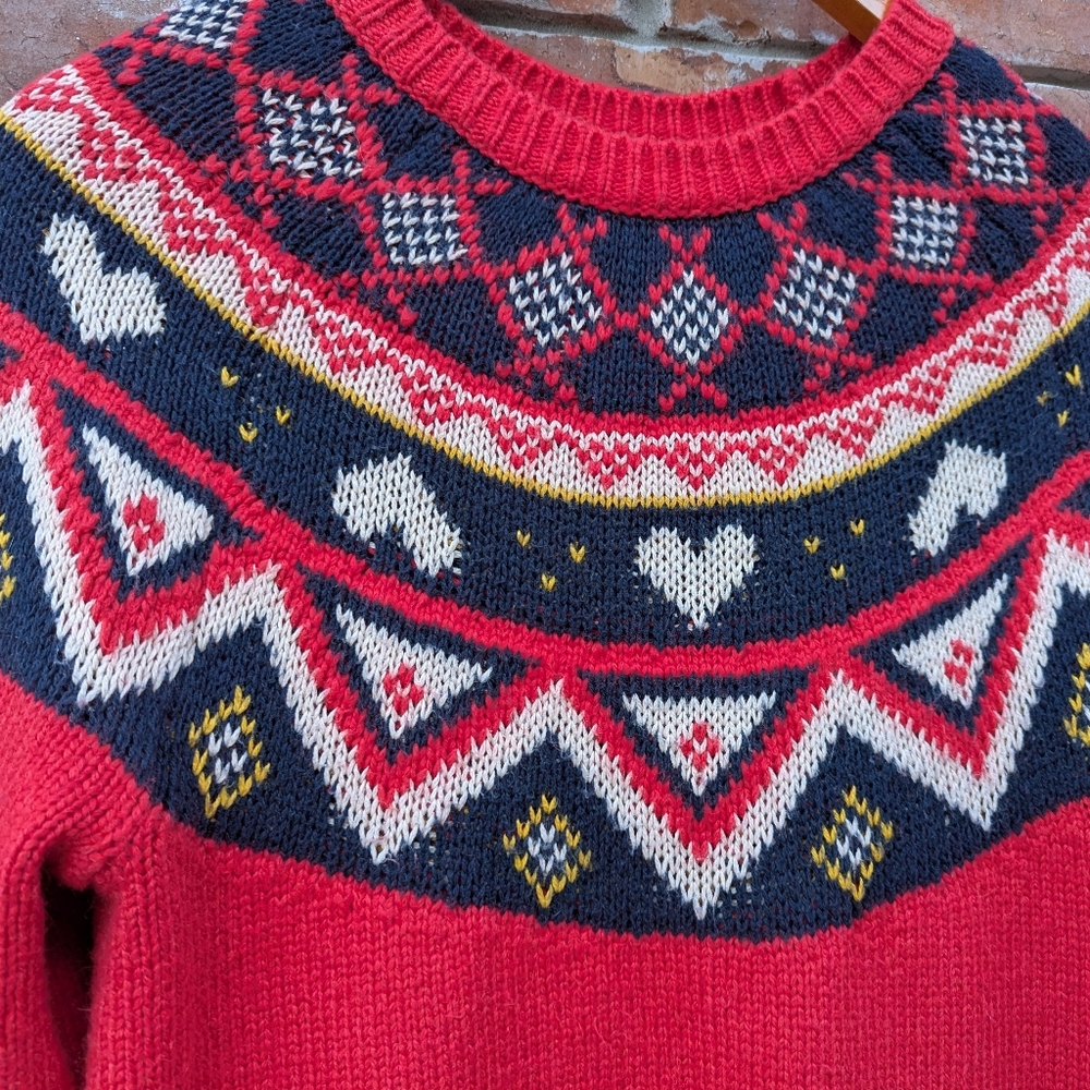 Marine Layer Archive Fair Isle Alpine Sweater Red M Wool Alpaca Blend - Picture 2 of 10